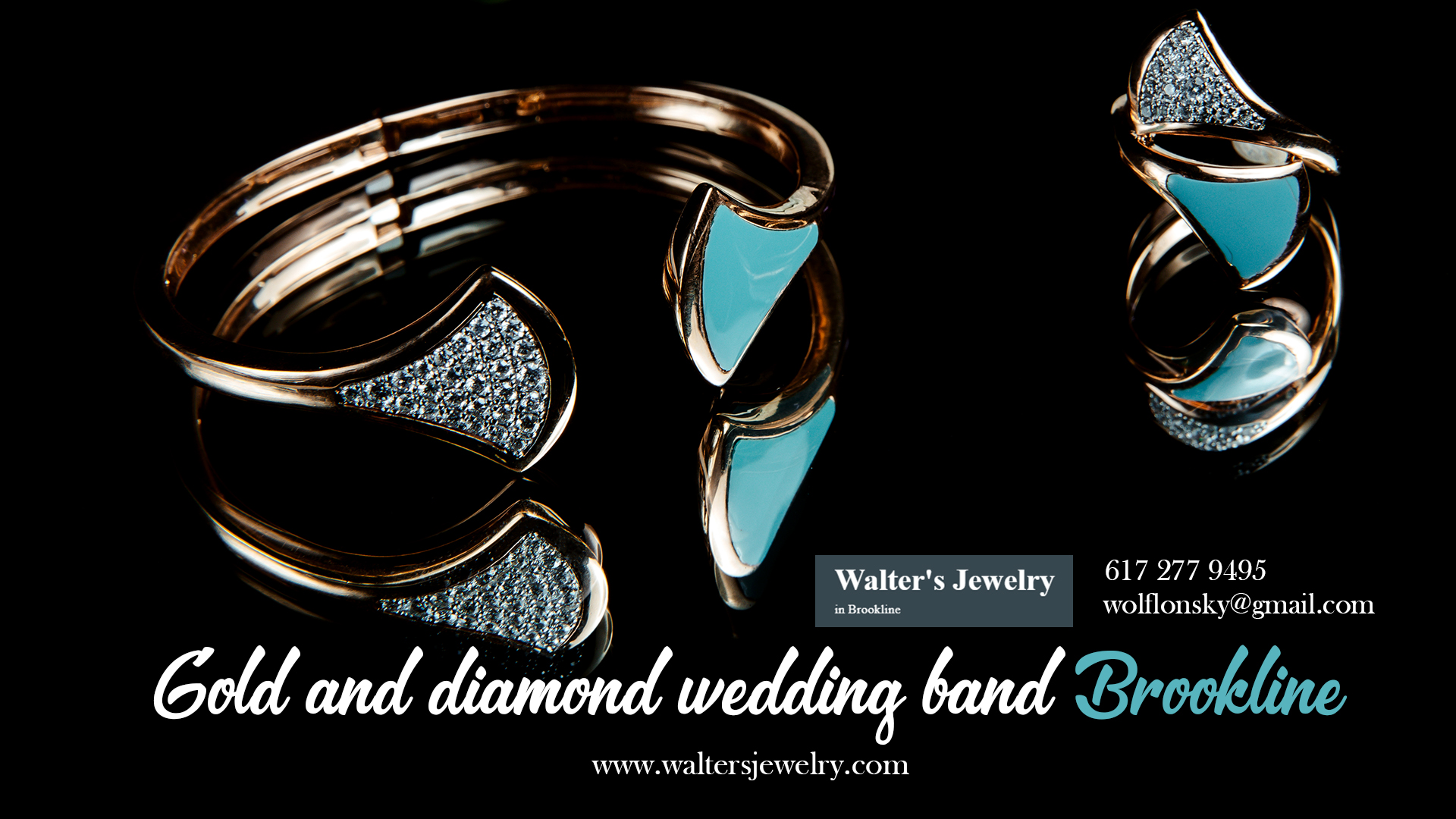 Gold and diamond wedding band Brookline